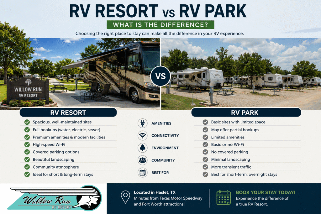 RV Resort vs RV Park Near Dallas, TX What Is the Difference