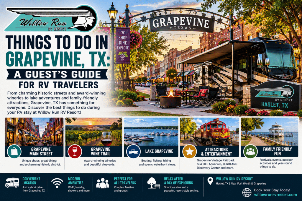 Things to do in Grapevine, TX for RV travelers staying near Willow Run RV Resort